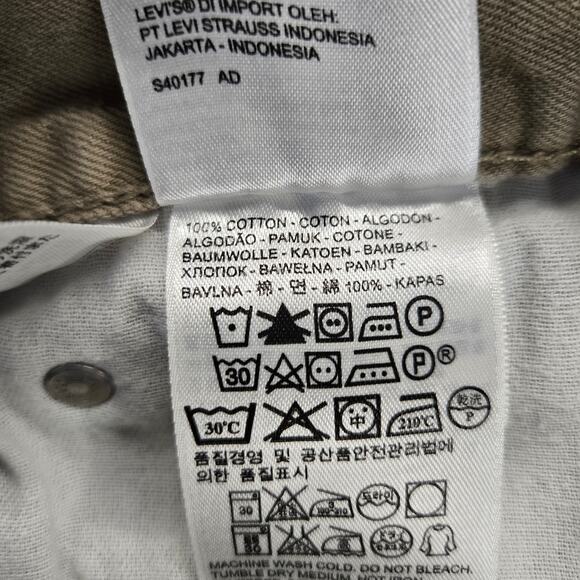 Levis 505 Jeans Mens 36x30 Khaki Straight Regular Fit 100% Cotton Zip (34x28) - Picture 3 of 9